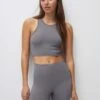 PULL & BEAR Seamless Halter CropTopGrey Donna T-shirt E Top PUC21D24K-C12