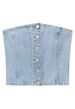 PULL & BEAR Corset - Top - Blue Denim -Pull & Bear ba646cdd14fd4c478ee6e237d20783d5