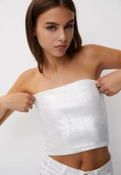 PULL & BEAR Pearly Finish BandeauTopWhite Donna Camicie E Bluse PUC21D2IB-A11 -Pull & Bear bd4ca4188892485a9715c630a86a994c