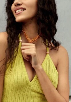 PULL & BEAR Wide Beaded ChokerCollanaOrange Donna Gioielli PUC51L0F9-H11