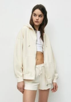 PULL & BEAR CroppedFelpa Con ZipWhite Donna Felpe PUC21J0ZU-A11