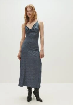 PULL & BEAR SHIMMERY DRAPED - MIDI - Vestito Elegante - Grey