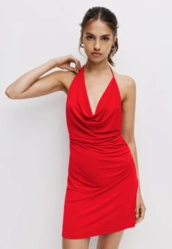 PULL & BEAR HALTER - Vestito Elegante - Red