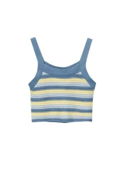PULL & BEAR Striped Crochet CropTopBlue Donna T-shirt E Top PUC21E116-K11 -Pull & Bear c6ac1f73ef82464f812233756d8d633c