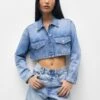 PULL & BEAR CroppedGiacca Di JeansStone Blue Denim Donna Giacche E Blazer PUC21G0HN-K11