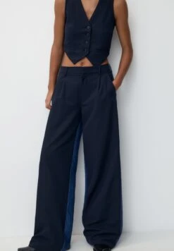 PULL & BEAR Contrast Mid-Rise Wide-LegJeans A SigarettaDark Blue Donna Jeans PUC21A0VJ-K11