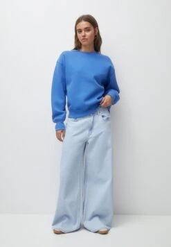 PULL & BEAR Round Neck - Felpa - Blue -Pull & Bear ccf840e5c6cd41be9519e867ec04cdc0