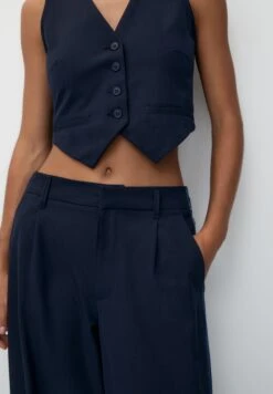 PULL & BEAR Contrast Mid-Rise Wide-LegJeans A SigarettaDark Blue Donna Jeans PUC21A0VJ-K11 -Pull & Bear cd174f50cbd2496d9a1d43c7945a5476