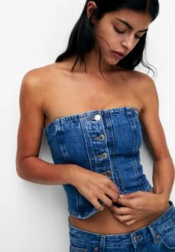 PULL & BEAR Corset - Top - Blue -Pull & Bear d0e30aee4fe94aaeabea1a1fcc7e983f