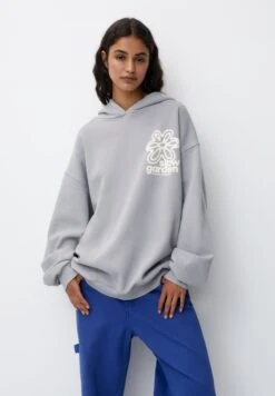 PULL & BEAR Flower- Felpa Con Cappuccio - Grey