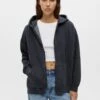 PULL & BEAR Felpa Con ZipMottled Dark Grey Donna Felpe PUC21J0Q4-C11