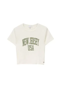 PULL & BEAR Short Sleeve CroppedT-Shirt Con StampaMottled Beige Donna T-shirt E Top PUC21D2HO-B11 -Pull & Bear d2d8c79e519b4b4394b46068f4b240d6