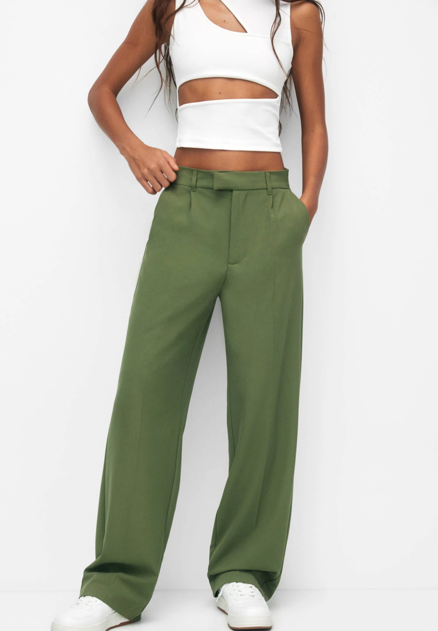 PULL & BEAR Darted SmartPantaloniGreen Donna Pantaloni PUC21A0SV-M11 3 PULL & BEAR Darted SmartPantaloniGreen Donna Pantaloni PUC21A0SV-M11