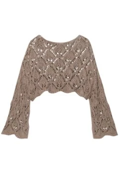 PULL & BEAR Openwork Cropped Wavy FinishMaglioneBrown Donna Maglieria PUC21I0OO-O11 -Pull & Bear d4c0bf6094854d89a3100642e80218e3