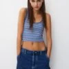 PULL & BEAR Basic StripedTopMottled Blue Donna T-shirt E Top PUC21D2IF-K12 -Pull & Bear d4e703ea91f044f5bcdabc70f593936c