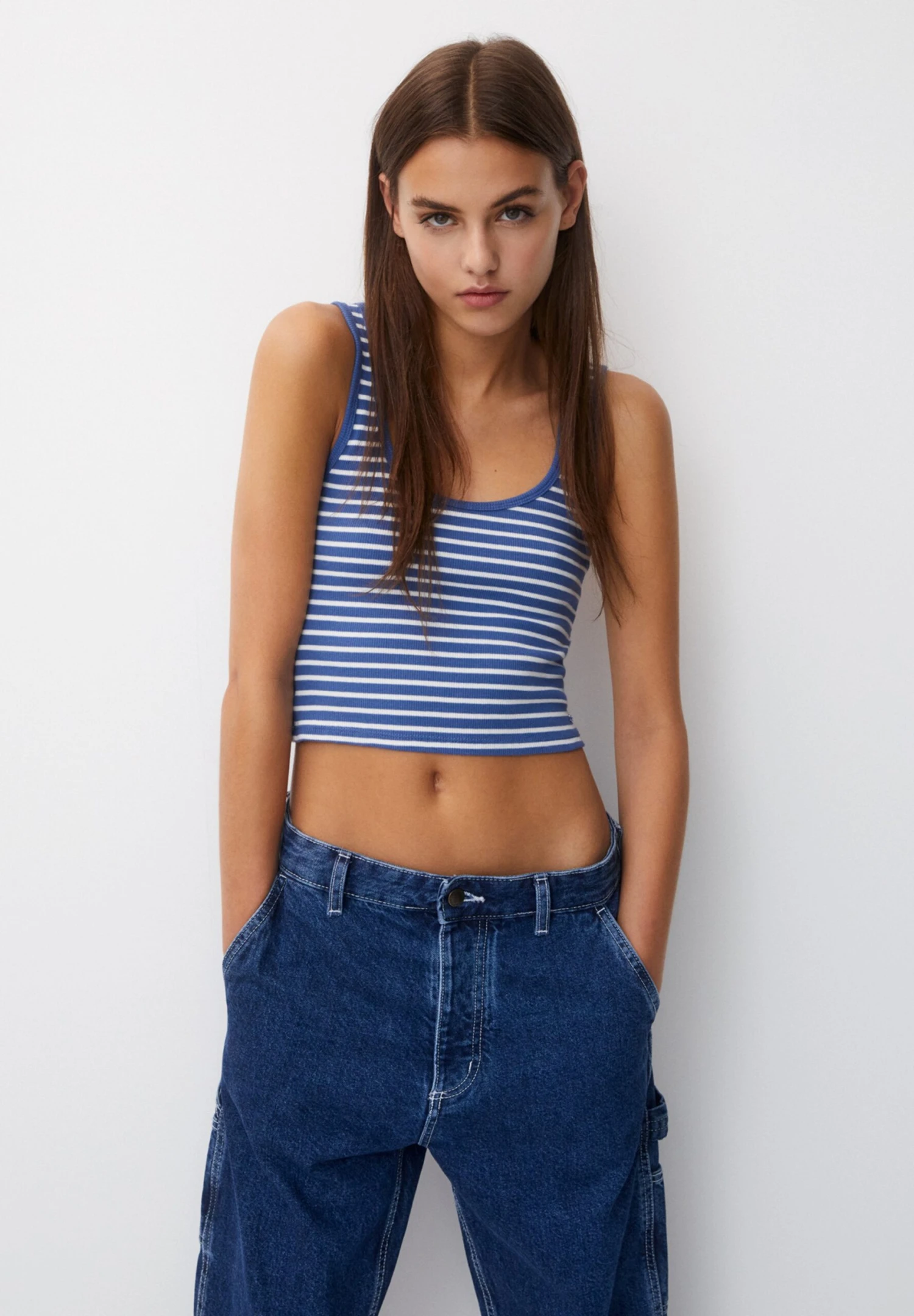 PULL & BEAR Basic StripedTopMottled Blue Donna T-shirt E Top PUC21D2IF-K12 3 PULL & BEAR Basic StripedTopMottled Blue Donna T-shirt E Top PUC21D2IF-K12