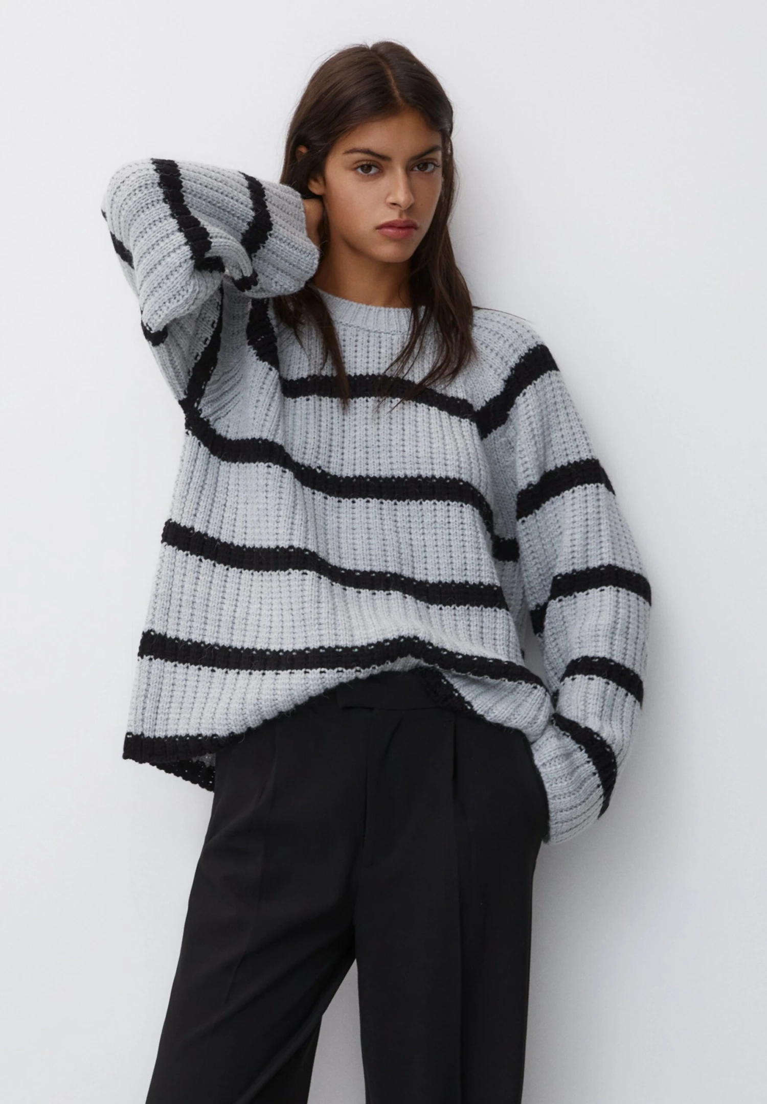 PULL & BEAR Striped Long SleeveMaglioneGrey Donna Maglieria PUC21I0P9-C11 3 PULL & BEAR Striped Long SleeveMaglioneGrey Donna Maglieria PUC21I0P9-C11