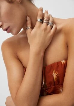 PULL & BEAR 9 PackAnelloSilver Coloured Donna Gioielli PUC51L0FW-D11