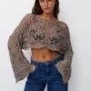 PULL & BEAR Openwork Cropped Wavy FinishMaglioneBrown Donna Maglieria PUC21I0OO-O11 -Pull & Bear d94aca04c91941c0ad1b13bdb40c9273