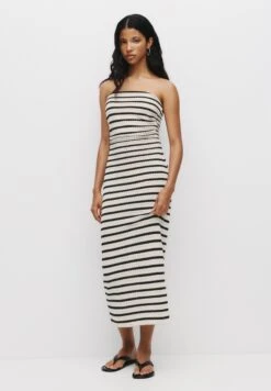 PULL & BEAR STRIPED - MIDI - Tubino - Beige