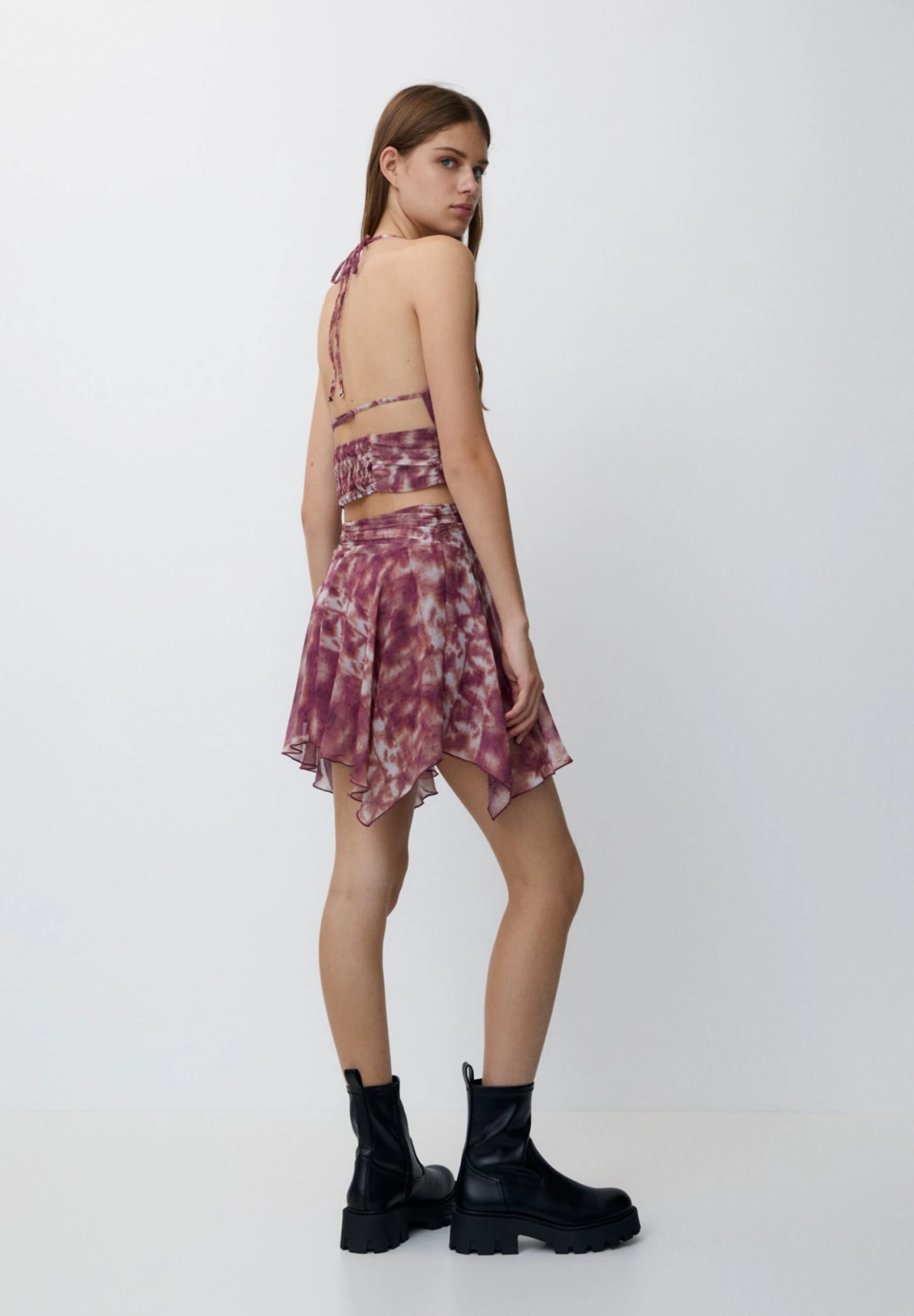 PULL & BEAR Draped Halter Crop TopRed Donna T-shirt E Top PUC21D2JI-G11 5 PULL & BEAR Draped Halter Crop TopRed Donna T-shirt E Top PUC21D2JI-G11 - immagine 3