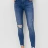PULL & BEAR Mid Waist RippedJeans Skinny FitBlue Denim Donna Jeans PUC21N0KV-K12