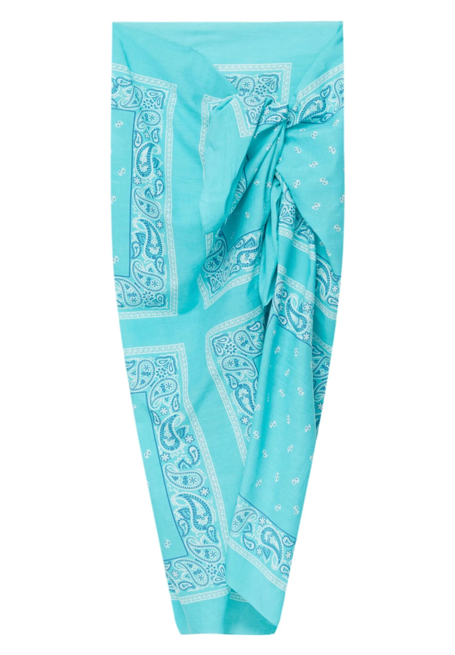 PULL & BEAR Printed Bandana-Style SarongAccessorio Da SpiaggiaBlue Donna Moda Mare PUC81H00E-K11 6 PULL & BEAR Printed Bandana-Style SarongAccessorio Da SpiaggiaBlue Donna Moda Mare PUC81H00E-K11 - immagine 4