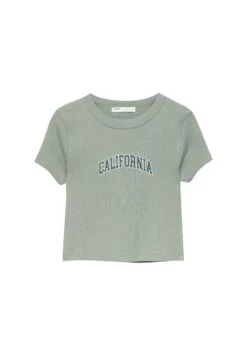 PULL & BEAR Varsity With Contrast EmbroideryT-Shirt Con StampaGreen Donna T-shirt E Top PUC21D2J1-M11 -Pull & Bear e04350ff891a429f9aaab8a51199cd65
