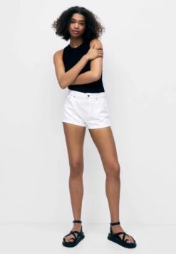 PULL & BEAR Mid-Waist - Shorts Di Jeans - White -Pull & Bear e171313241a84cc9b2cfeb785f9a07d5