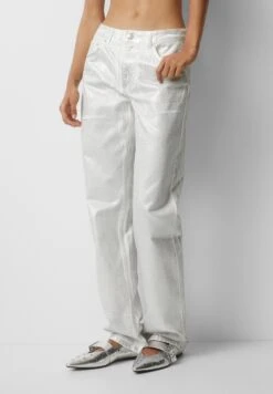 PULL & BEAR MetallicJeans A SigarettaSilver Coloured Donna Jeans PUC21N0LS-D11