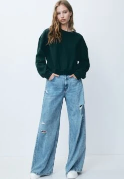 PULL & BEAR Round NeckFelpaDark Green Donna Felpe PUC21J110-M13 -Pull & Bear e24396d25f634e4d874a6fb28fff8f07