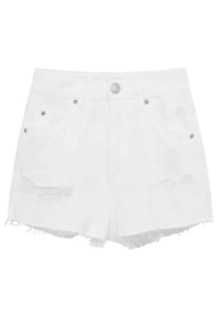 PULL & BEAR Mom-Fit - Shorts Di Jeans - White -Pull & Bear e3f5472f416e45b8b85762fe90a83bcc