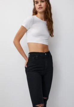 PULL & BEAR Super High Waisted - Jeans Skinny Fit - Black -Pull & Bear e6ad0af0ecd746828b54a9f8684e6bdc