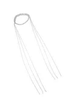 PULL & BEAR Rhinestone Tie - Collana - Silver Coloured