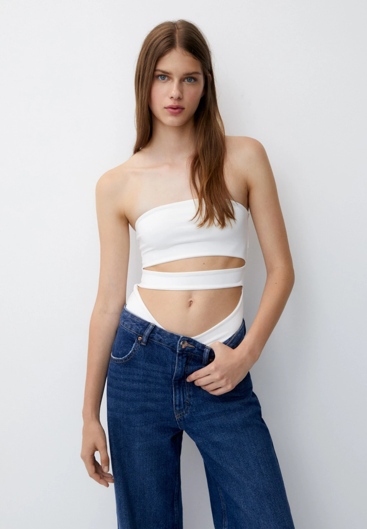PULL & BEAR Strapless - Top - White 3 PULL & BEAR Strapless - Top - White