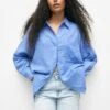 PULL & BEAR Rustic Oversized CamiciaBlue Donna Camicie E Bluse PUC21E0YU-K12