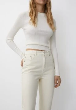 PULL & BEAR Mom - Jeans Tapered Fit - Mottled Beige -Pull & Bear ea265eeaf3214259aaeeca43b3746416