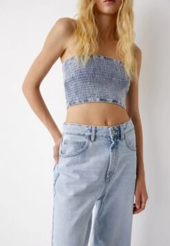 PULL & BEAR Mid-Waist Barrel- Jeans A Sigaretta - Light Blue Denim -Pull & Bear ec9638dc62bf4f51a43a57257c1a0f96