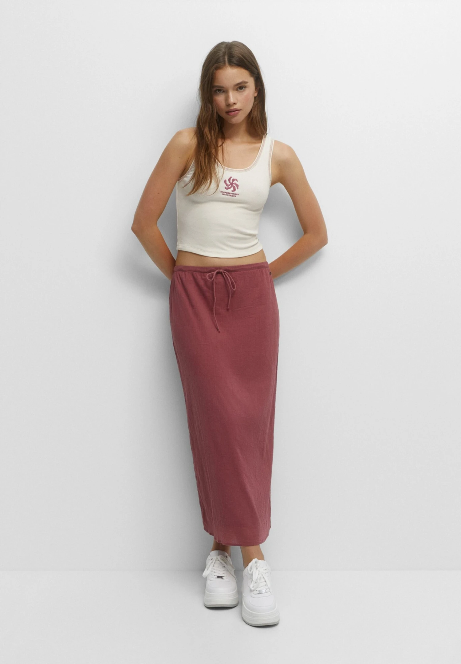 PULL & BEAR Front EmbroideryTankTopBeige Donna T-shirt E Top PUC21D2HF-B11 4 PULL & BEAR Front EmbroideryTankTopBeige Donna T-shirt E Top PUC21D2HF-B11 - immagine 2