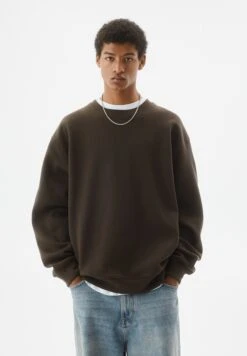 PULL & BEAR Basic Coloured Round NeckFelpaDark Brown Donna Felpe PUC21009K-O12 -Pull & Bear f153459f954c49049d2b6a8a099762b7