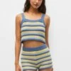 PULL & BEAR Striped ShortsBlue Donna Shorts PUC21S0EB-K11