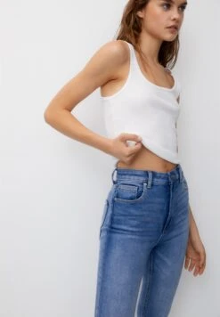 PULL & BEAR Super High Waisted - Jeans Skinny Fit - Blue Denim -Pull & Bear f4261490e10c4cfc8ee2f158bb8d5eff