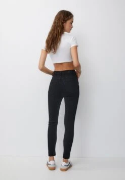 PULL & BEAR Super High Waisted - Jeans Skinny Fit - Black -Pull & Bear f8fe9bee58b94babaaef04a2ec09eaf9