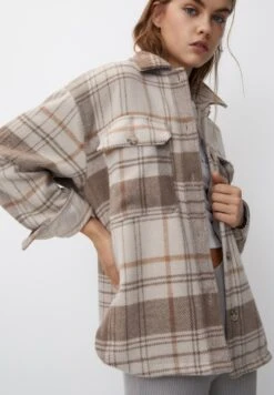 PULL & BEAR CheckGiacca Da Mezza StagioneSand Donna Giacche E Blazer PUC21G0IN-B11 -Pull & Bear fe111018d20c48b39f6883ec5e053797