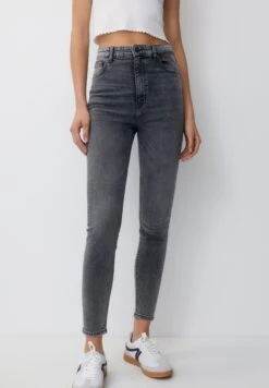 PULL & BEAR Super High Waisted - Jeans Skinny Fit - Dark Grey
