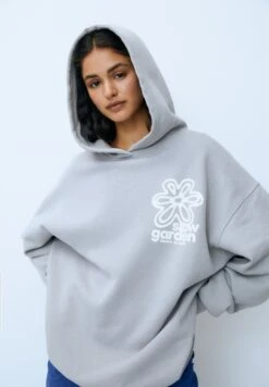 PULL & BEAR Flower- Felpa Con Cappuccio - Grey -Pull & Bear ff637b3696ea4f4b83518f149190bc94