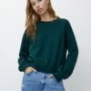PULL & BEAR Round NeckFelpaDark Green Donna Felpe PUC21J110-M13